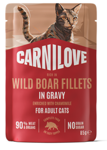Carnilove® Paté Pouch Wild Boar Fillets in Gravy with Chamomile for Adult Cats 85gr